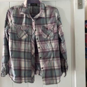 North river outfitters purple plaid flannel top